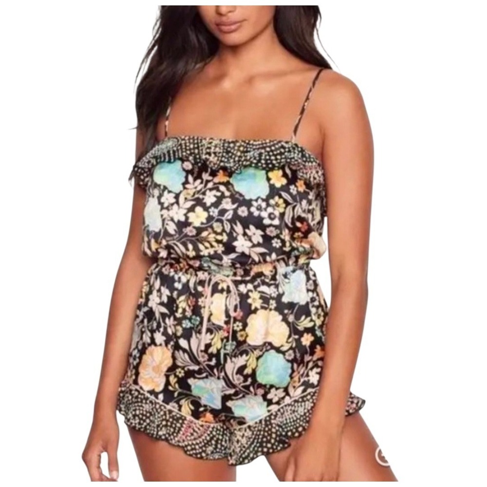 Victoria's Secret Medium Floral Ruffle Shorty Babydoll Romper Pajamas Lingerie